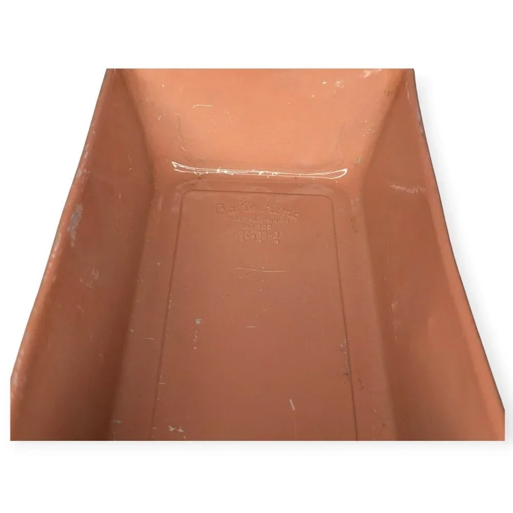 Vintage Bake King Light Terracotta Enameled Aluminum Rectangle Cake Pan